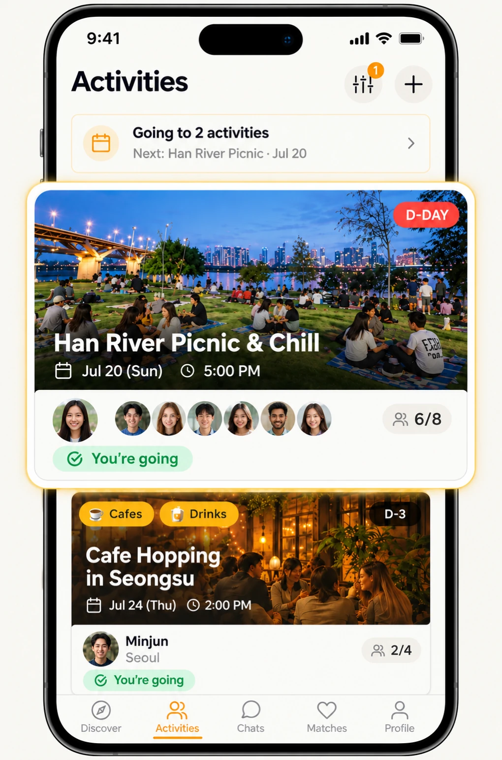 Browse activities like a Han River picnic and cafe hopping in Seongsu
